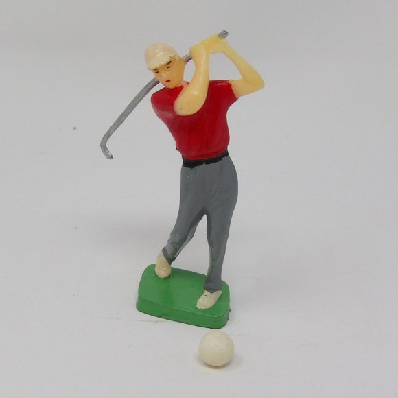 Vintage Golfer in Red Shirt & Golf Ball Cake Toppers 4" - Picture 6 of 10